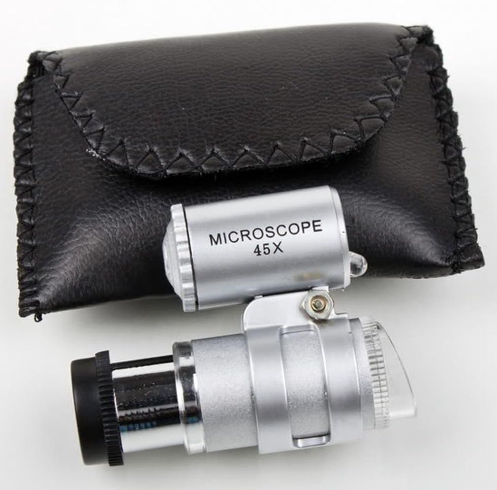45X Mini Microscope Magnifier Magnifying Glass Jeweler Loup 2LED Light G9