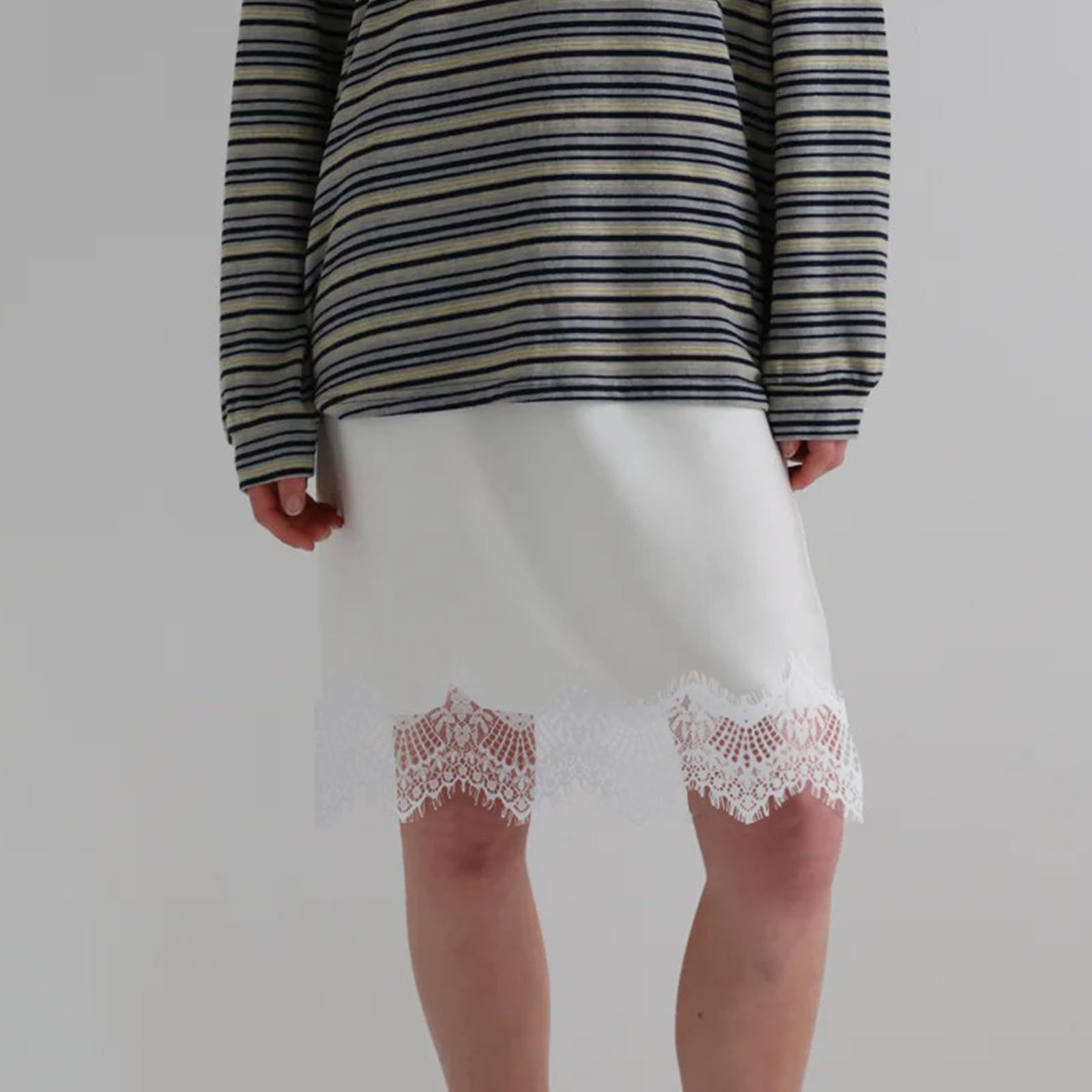 Sexy Outfit Damen-Halbslip aus Satin mit Spitzenbesatz, elastischer Taille, kurzer Unterrock, Petticoat für Unterkleider, weicher Slip-Rock in den britischen Größen 6–24