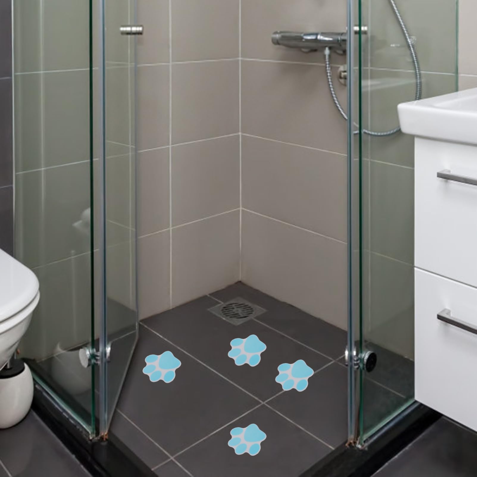 ABOOFAN 50piezas Pegatinas Antideslizantes Huellas De Patas para Bañera Decorativas y Autoadhesivas para Baños Duchas y Escaleras Protección Efectiva contra Resbalones