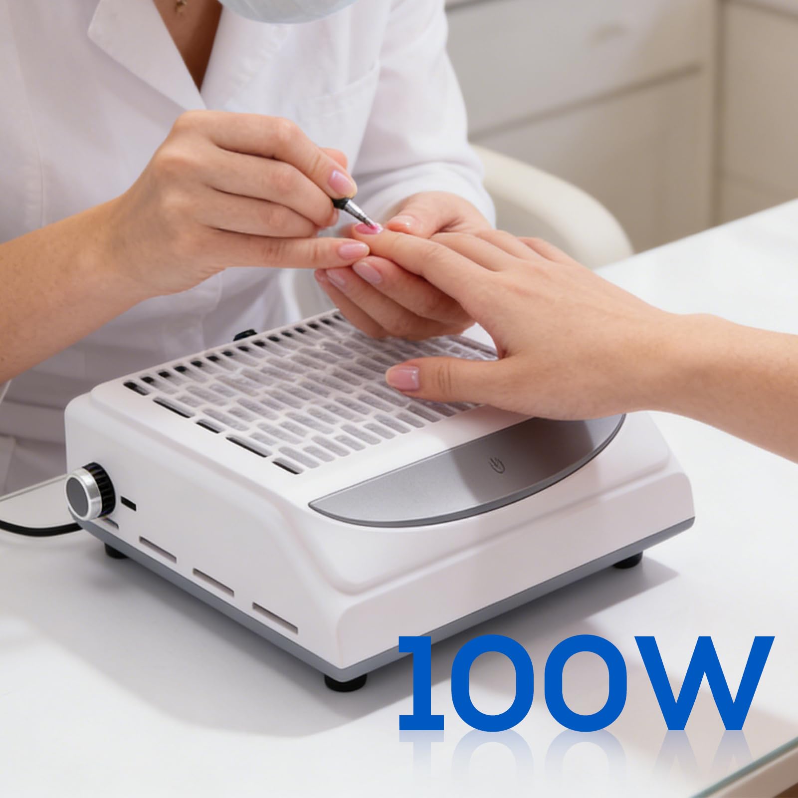 Aspirateur à Manucure Avec Lampe Et Filtre: Aspirateur à Ongle Professionnel, Aspirateur Ongle Faible Bruit Collecteur De Poussière D'ongles De Table Puissant Pour Salon De Manucure Et Maison (Blanc)