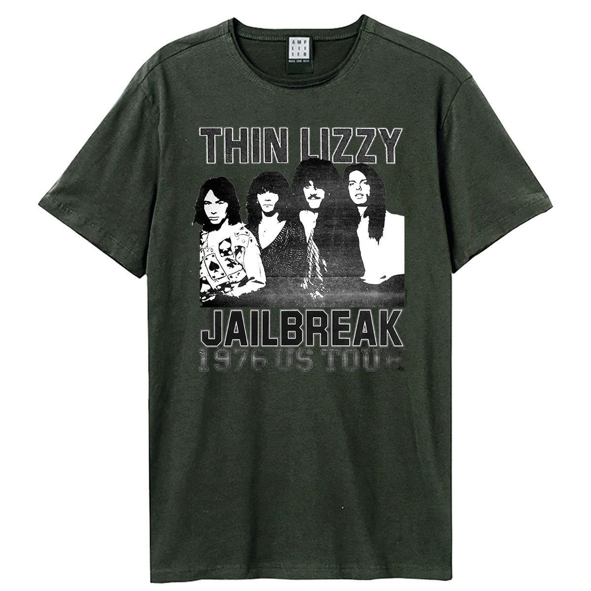 Amplified Men's Charcoal Unisex Adult Jailbreak Tour Thin Lizzy T-Shirt (M) (Charcoal)
