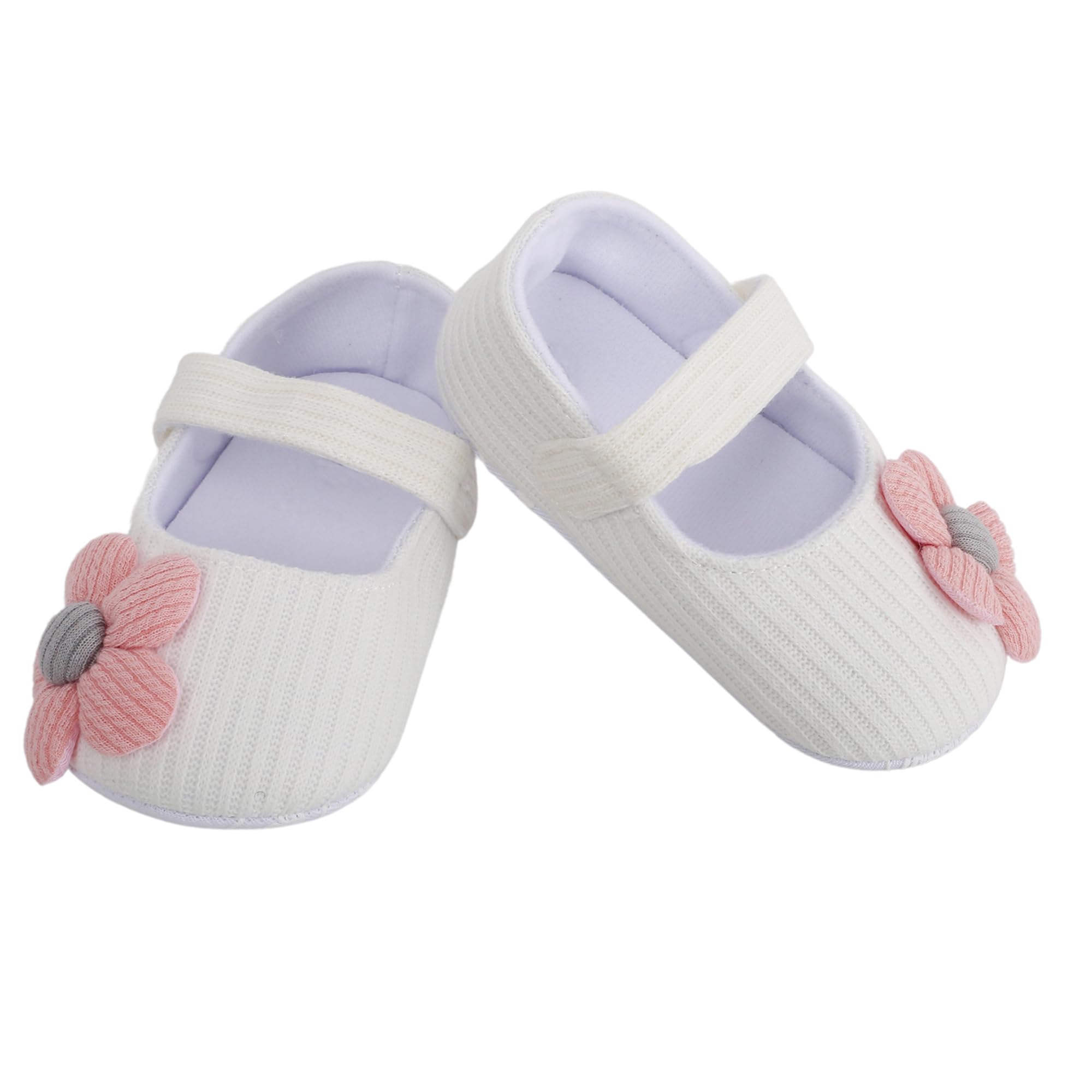 Floral Applique Baby Girl Booties | Cozy Fleece Infant All Seasons Footwear-image-7