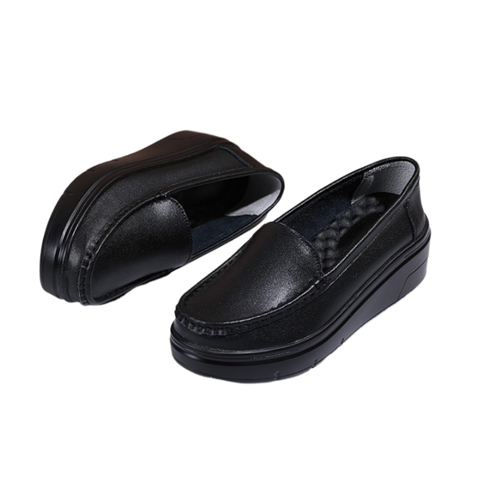 rutschfeste Stillschuhe Für Damen, Frauen Slip-On Casual Bequeme Atmungsaktive Leder Krankenschwester Schuhe, Plattform-Keil-Breathable-Laufschuhe, Für Medizinisches Personal
