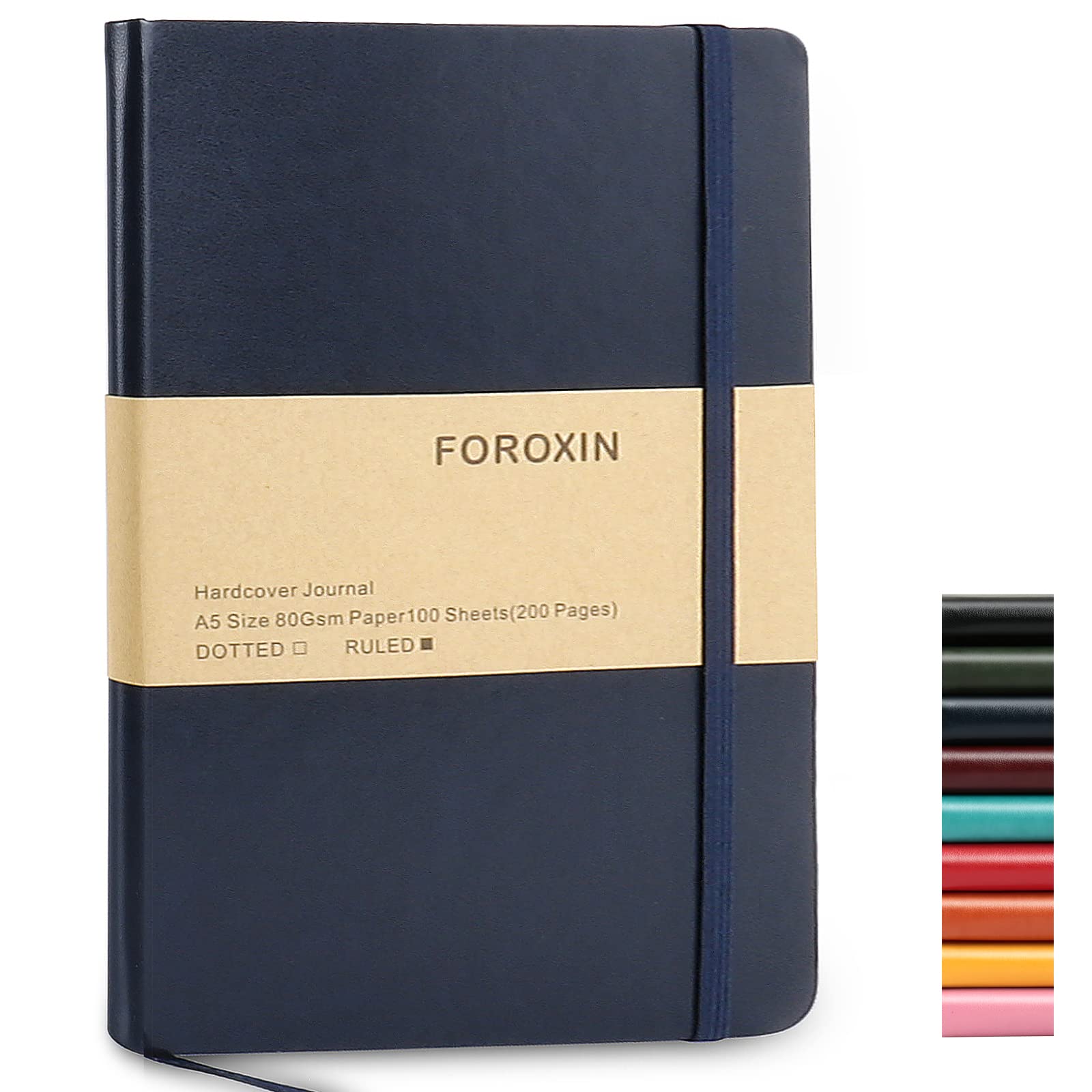 foroxin Journal notebook (A5-Lined, Dark Blue),192 Pages, Medium 5.7X8.3 inches - 80 gsm Thick Paper, Hardcover