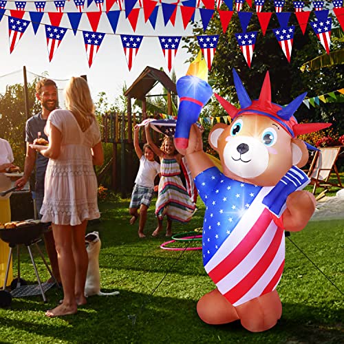 Patriotic Independence Day Inflatable Liberty Bear Statue Blowup Inflatables With Built-In Led Light For 4Th Of July, Holiday Freedom National Pride Blow Up Memorial Day Outdoor Yard Lawn Decorations #TOP5