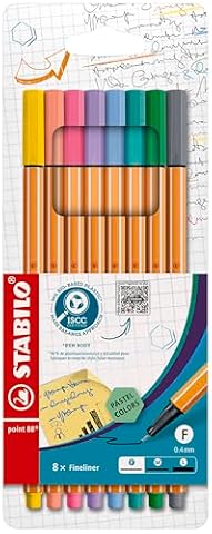 Cienkopis - STABILO point 88 etui 8 kolorów pastelowych