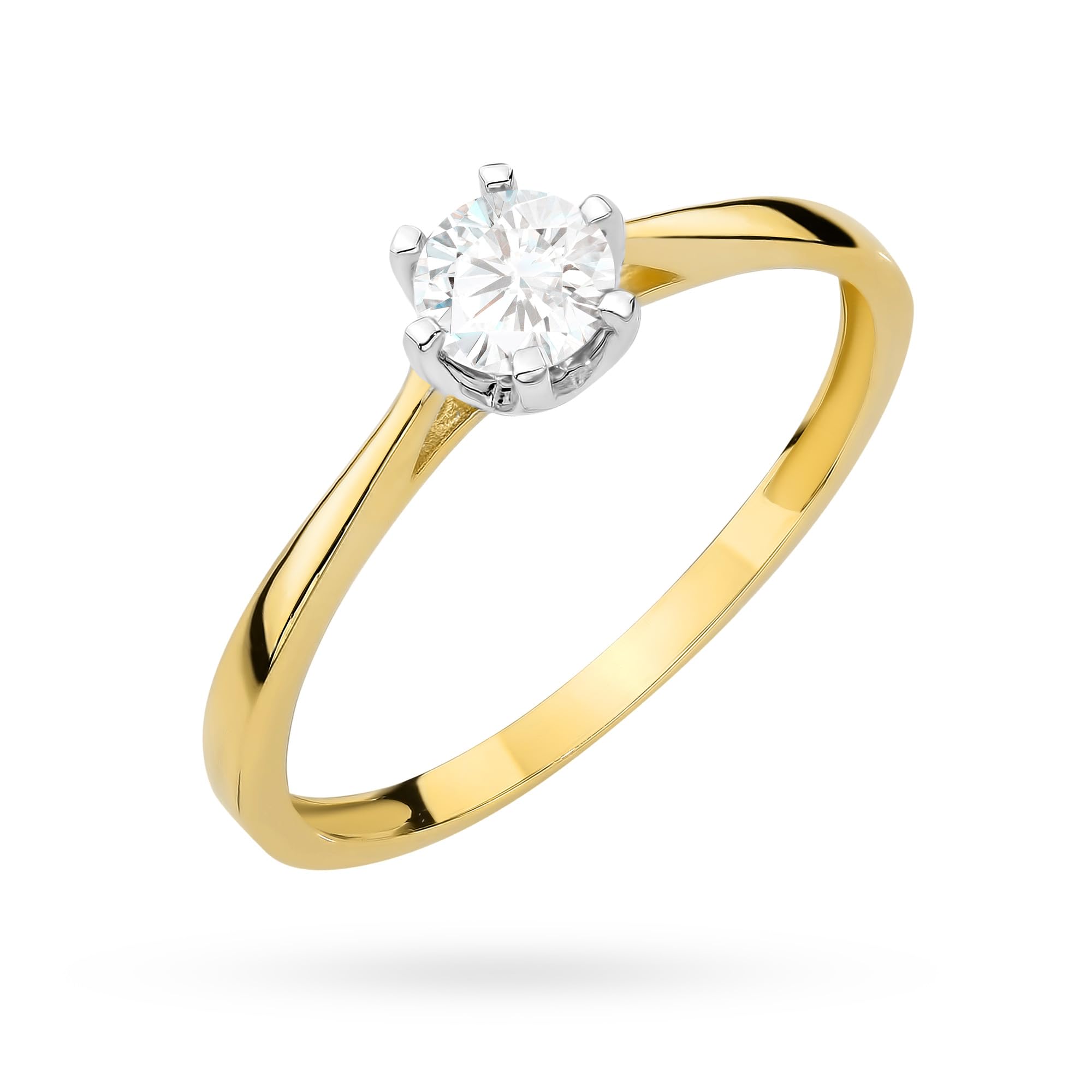 MARKO Anello di fidanzamento da donna in oro 585 14 carati, solitario con pietra bianca, confezione regalo