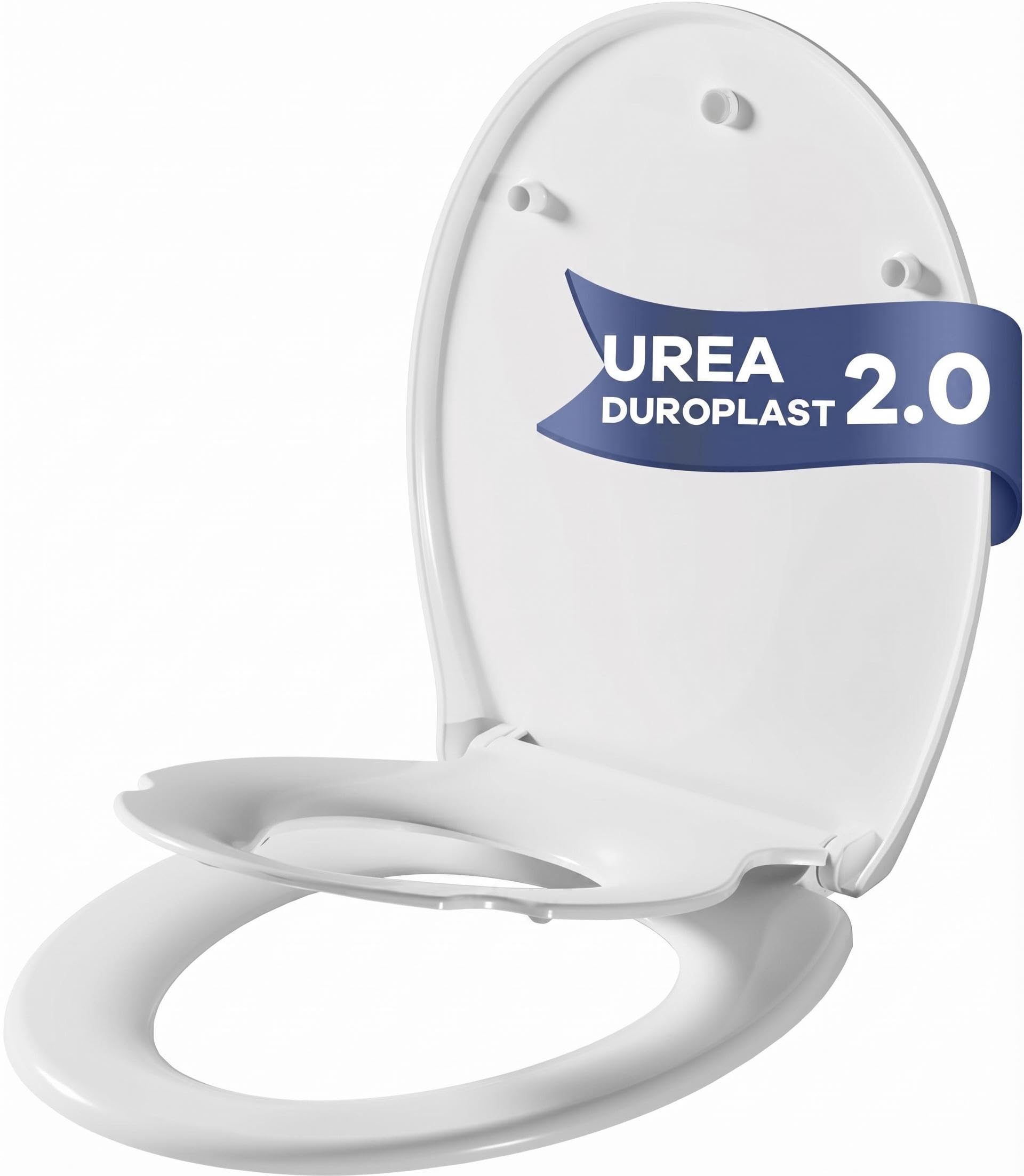 Copriwater con seggiolino per bambini, abbassamento automatico, sedile WC con funzione Quick Release e cerniere regolabili, coperchio WC in UF Duroplast, lungo a forma di O, bianco