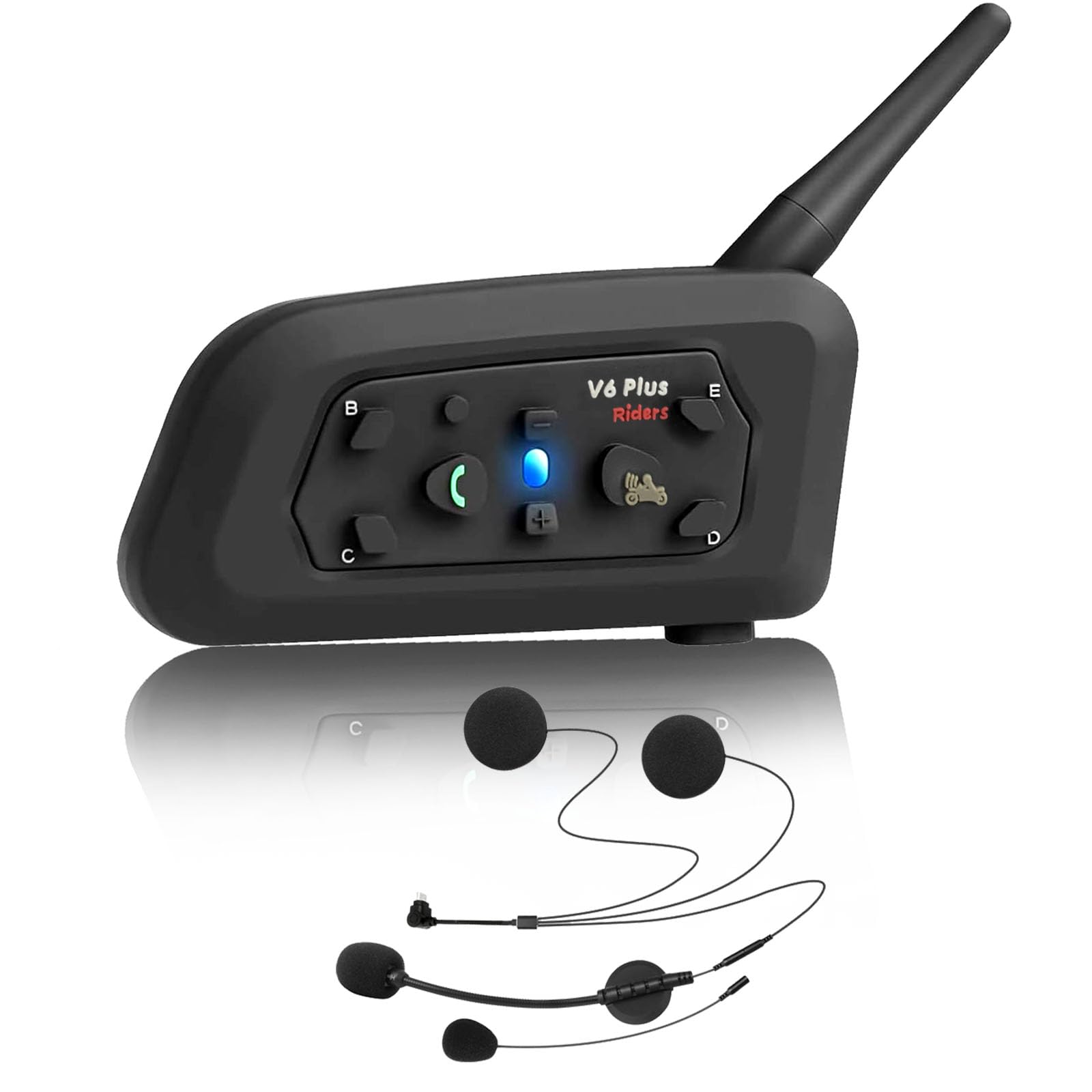 QSPORTPEAK V6 Plus Motorcycle Intercom Headset Speakers,1200m Motorcycle Bluetooth Headsets 6 Riders Communication System & 2 People Intercom with Waterproof