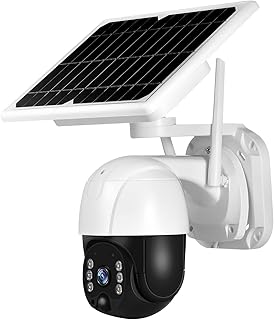 HMULTI Wireless Solar Security Camera Solar Security Camera Outdoor, 3MP Wireless WiFi Home Security Camera PTZ Rechargeable Battery Solar Powered Camera for Home Security