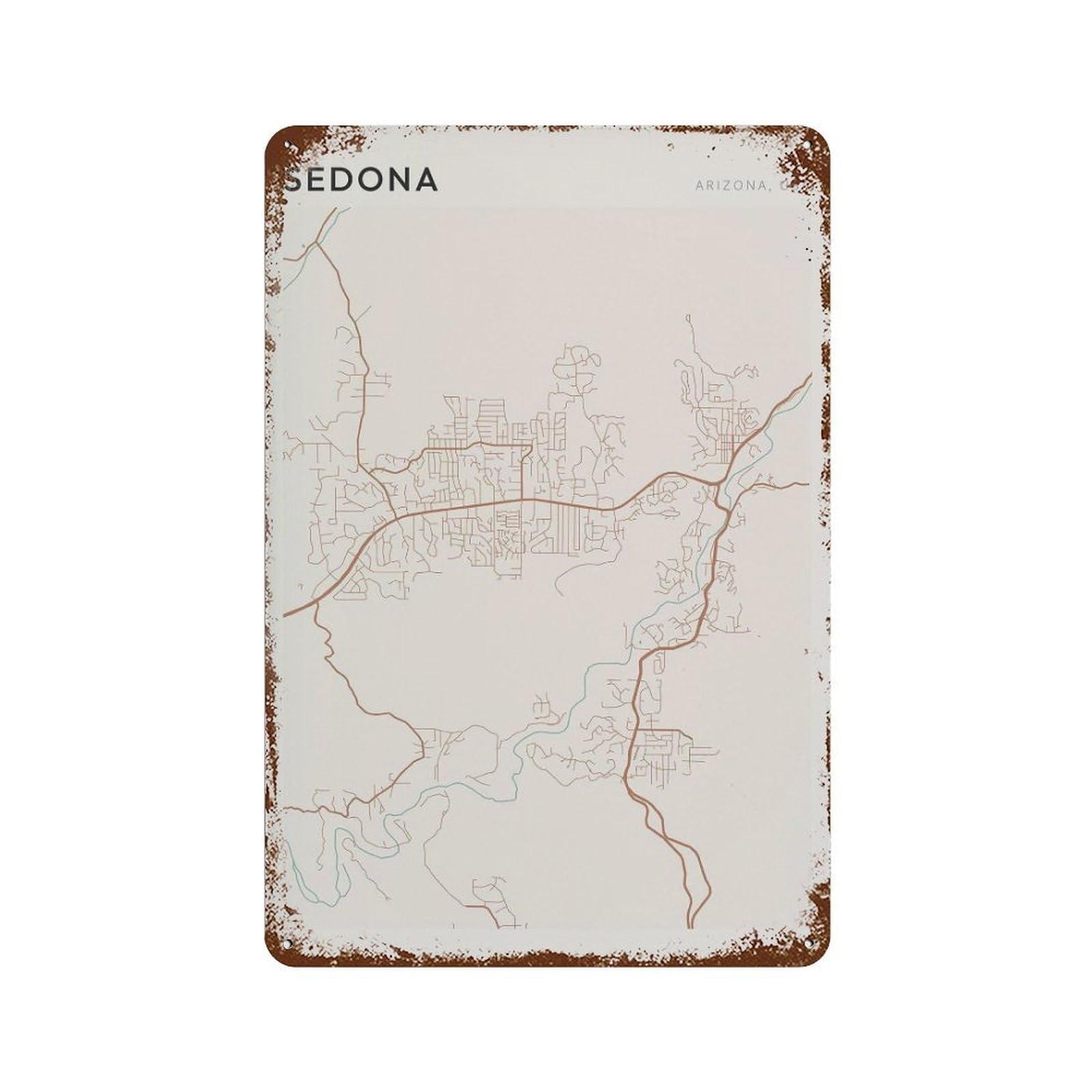 xiaoxiaoshen Sedona Map Arizona Travel Gift Farmhouse Decor Office Wall Decor Art Metal Tin Poster Modern Home Decor Art Home Bar Shop Decorations Vintage Sign 30x20cm
