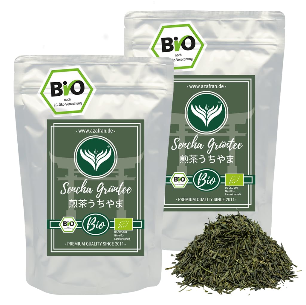 Azafran Grüner Tee - Japanischer BIO Sencha lose geschnitten - Uchiyama Grüntee 1kg