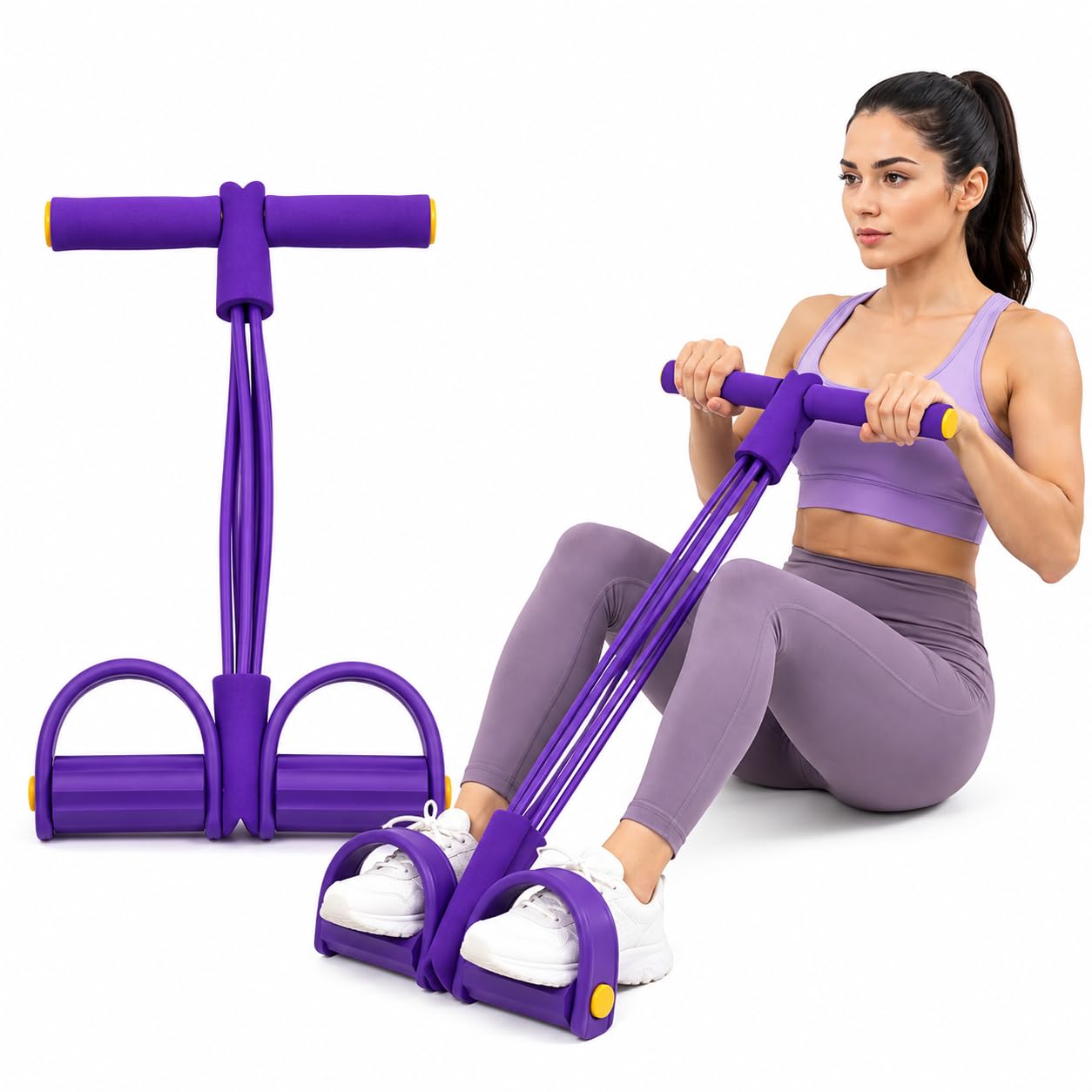 Pedal Resistance Band with Foot Pedals 4 Tube Full Body | 4 Resistance Tubes, Foot Pedals Included, Full Body Workout, Portable Design-image-43