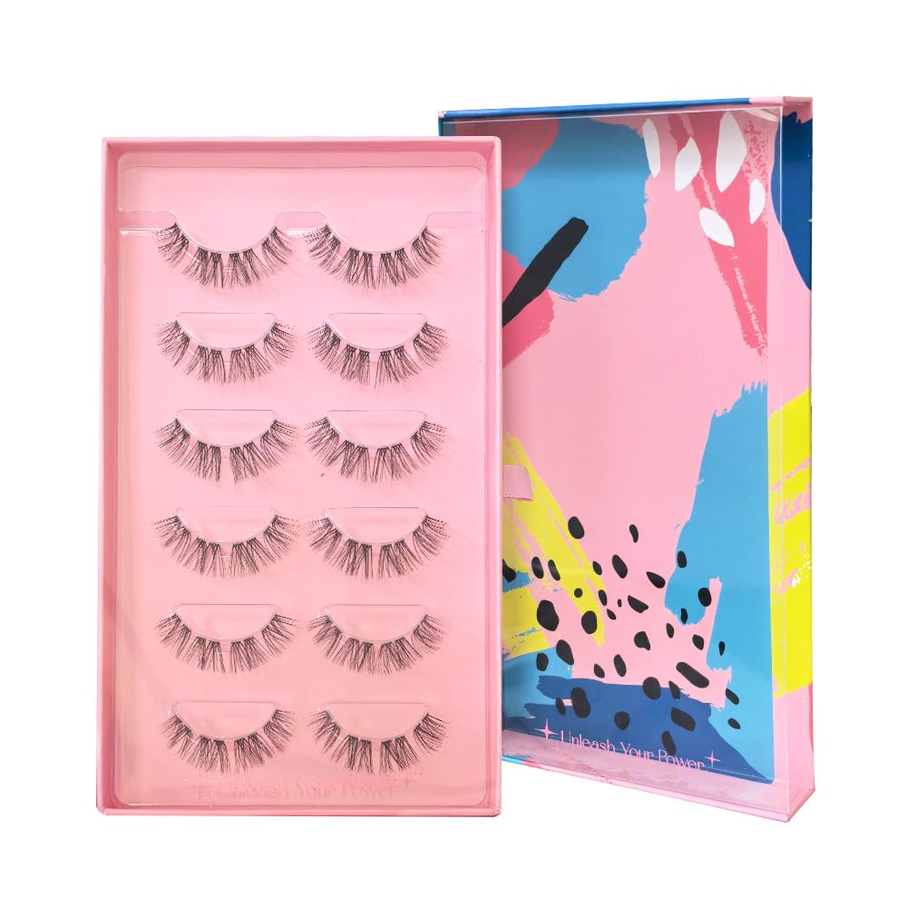 SY SHUYING False Eyelashes, Natural Look Wispy CC Curl Lashes, Clear Band Strip Lashes That Look Like Extensions
