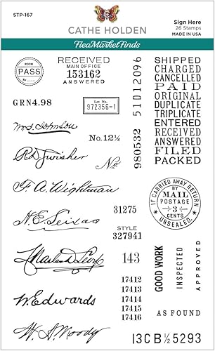 Miniatura 1 de Spellbinders STP-167 Sign Here - Juego de sellos transparentes de The Flea Market Finds Collection por Cathe Holden