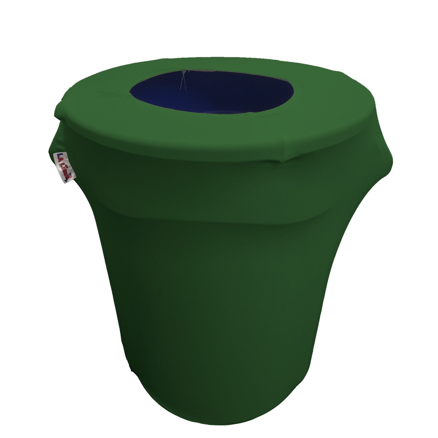 LA Linen Stretch Spandex Fitted Trash Can Cover 32-Gallon Round, Bin Waste Container Cover, Outdoor Indoor Patio Backyard Decor, Emerald Green