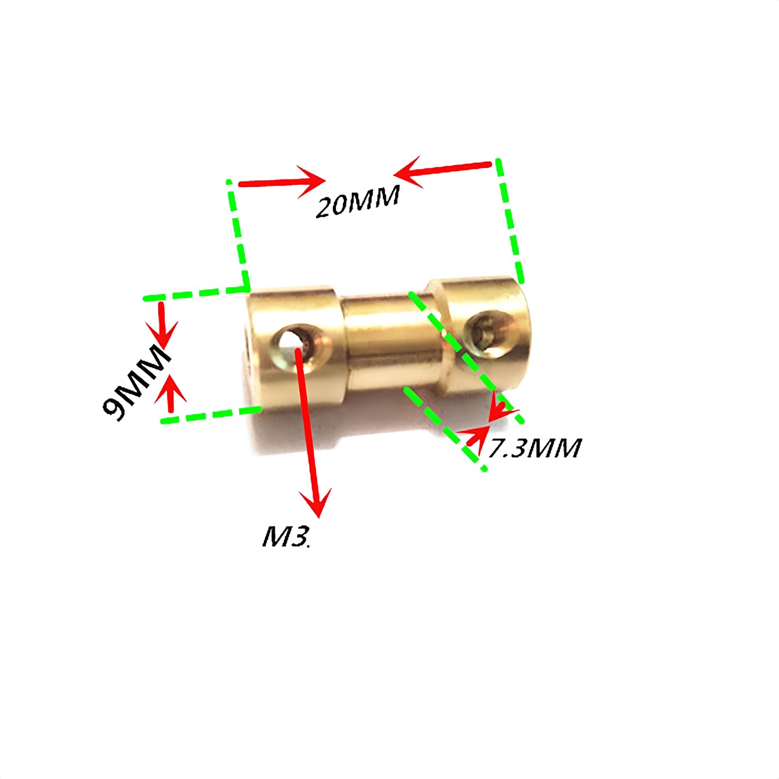 Rigid Coupling 5mm to 5mm Inner Dia Brass Shaft Rigid Coupler Connector Motor Adapter Couplers D9mm x L20mm - Image 2