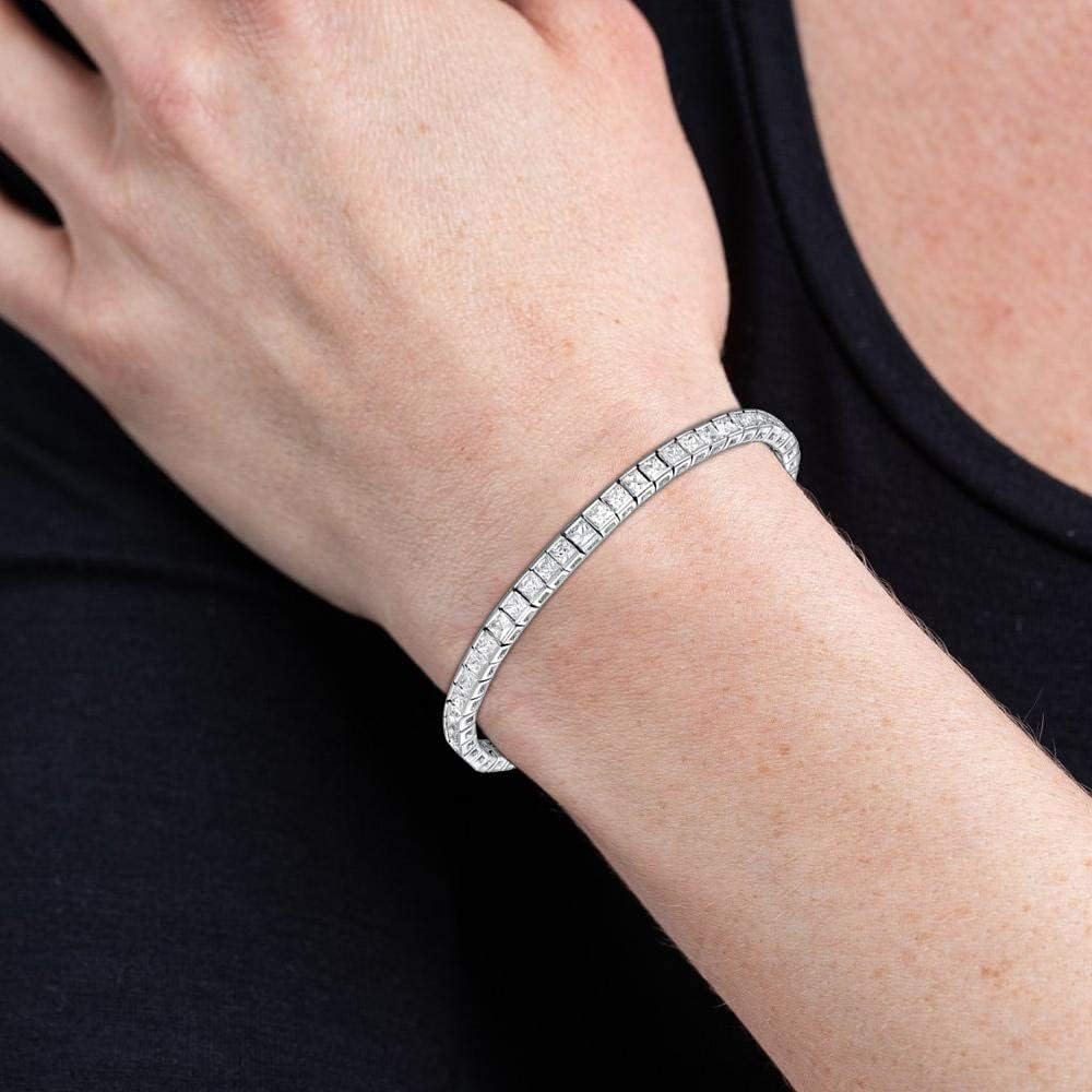 Gemsme White Gold Plated Square Bracelet for Women Classic Hypoallergenic 3.0mm Cubic Zirconia Tennis Bracelets 6.0/6.5/7.0/7.25/7.5/8.0 Inch - Image 3