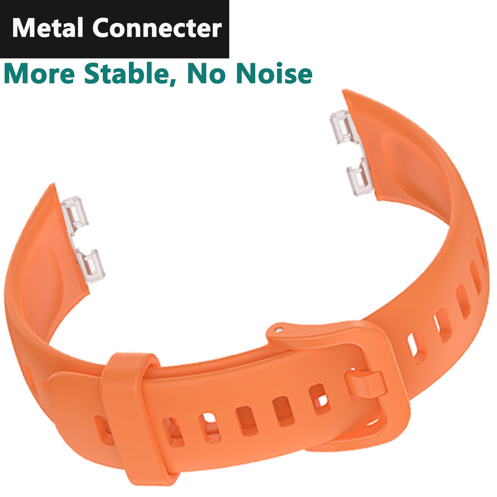 SUGARJAR Silicone Strap For Huawei Band 8/9/10,Soft Sports Replacement Straps for Women and Men, Orange Red - Image 3