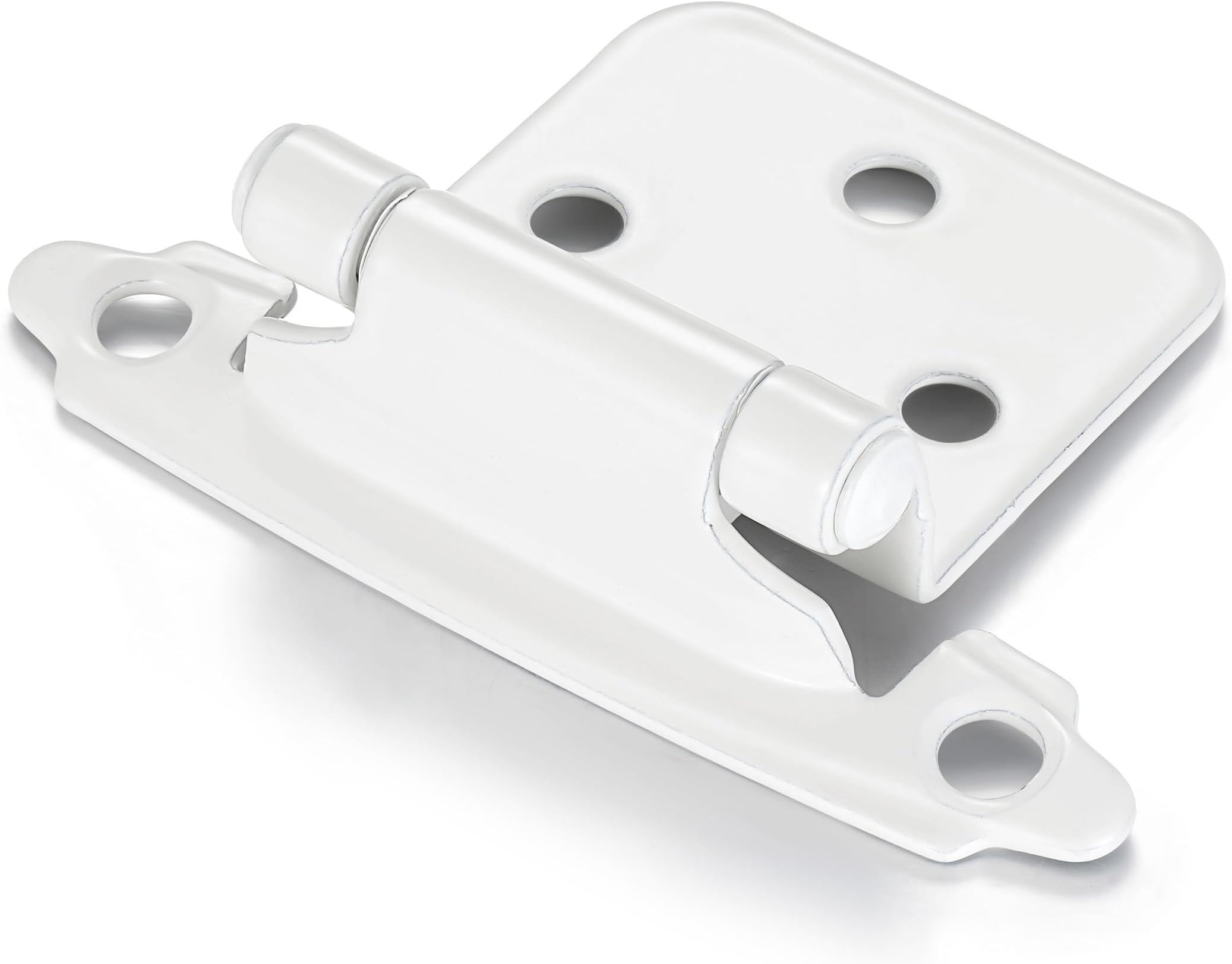 10 Pack (5 Pair) White Self Closing Cabinet Hinges for Kitchen Cabinet Door, 1/2" Overlay (Variable) Semi Concealed Kitchen Cabinet Hinges