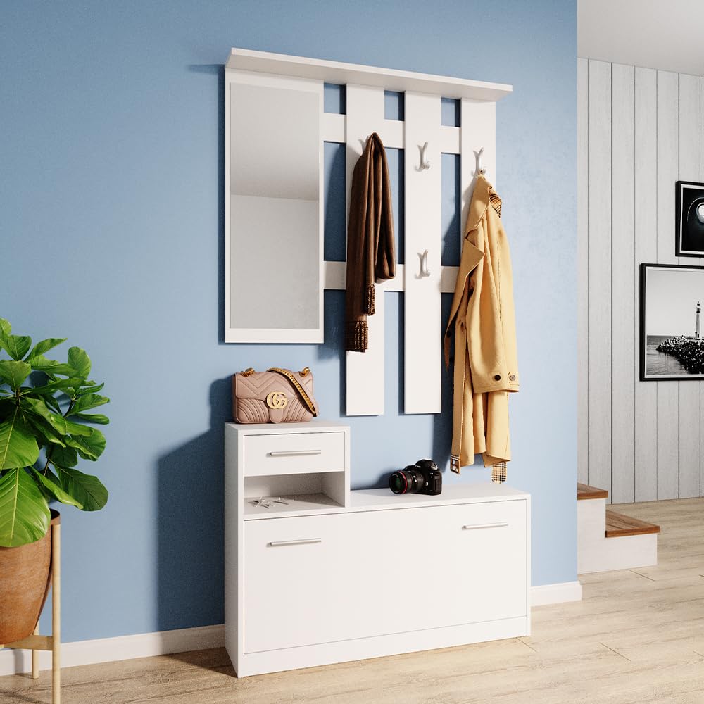 Vicco Garderobe Billy, Weiß, 100 x 111.6 cm