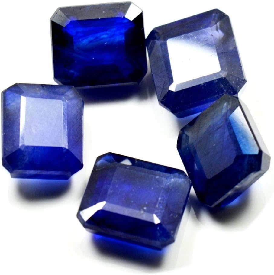 8X8 MM Size 5 Pcs Real Blue Sapphire Stone Square Faceted Loose Gemstone for Jewelry Making