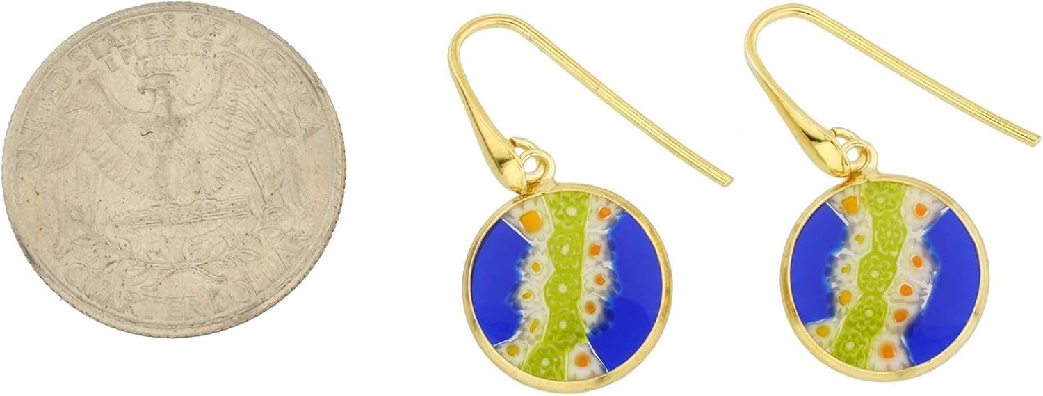 Glass Of Venice Murano Glass Millefiori Round Dangle Earrings - Gold