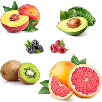 Low-Glycemic Fresh Fruit Box | 6 Varieties: Blackberries, Raspberries, Avocados, Grapefruits, Peaches & Kiwi | Naturally Sweet, Diabetic-Friendly & Nutrient-Rich | Fresh & Chilled Produce
