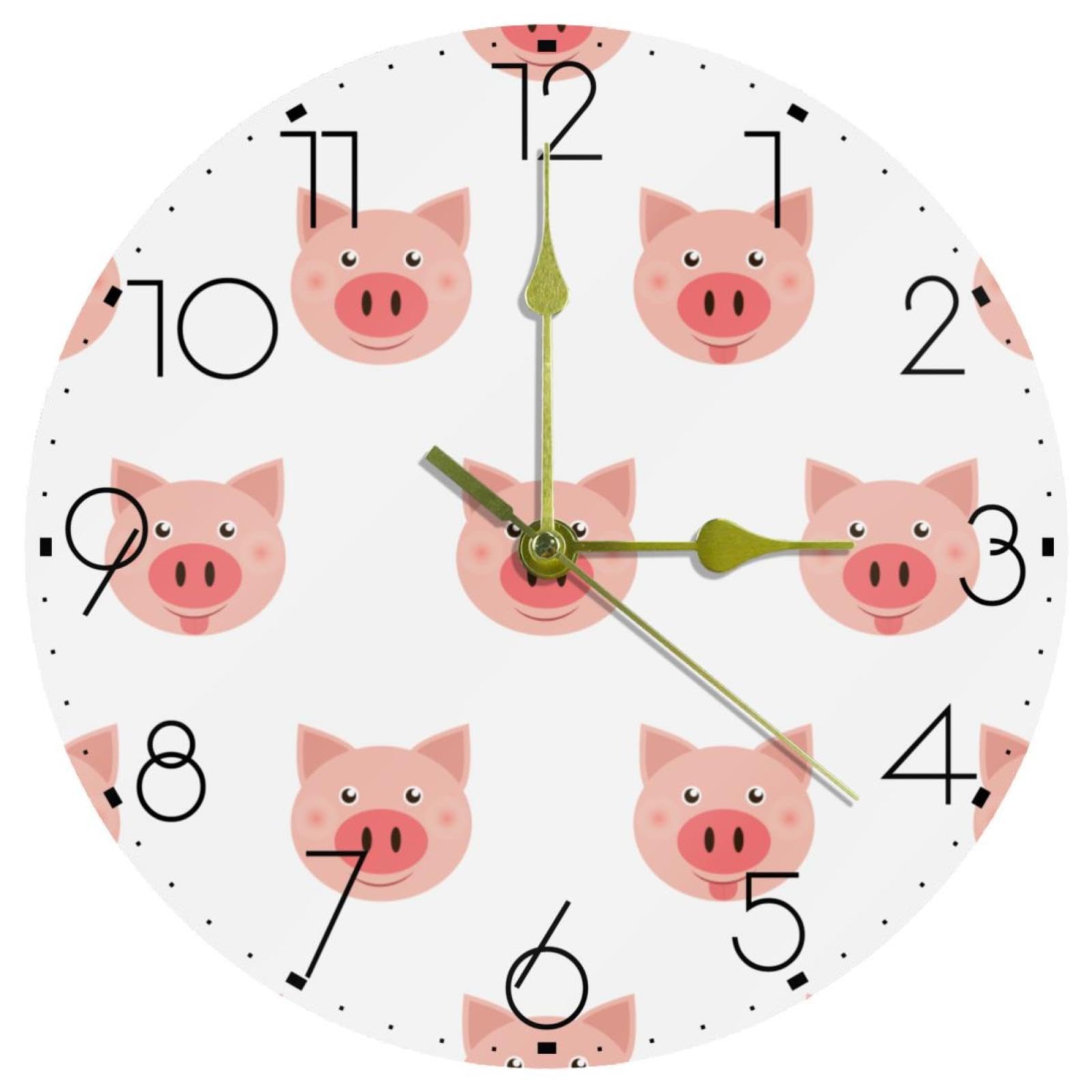 Horloge murale cochon mignon déco cuisine et salon ambiance chaleureuse
