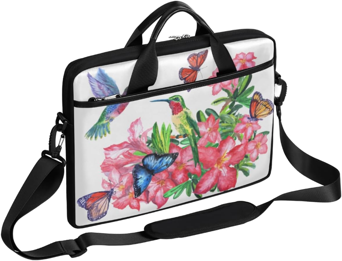 Tropical Hummingbird Laptop Shoulder Bag for Men Women Slim Briefcase Messenger Bag Waterproof 14 Inch 15 Inch Laptop Bag Carrying Case Fit 14-15.6 Inch Notebook Computer Tablet