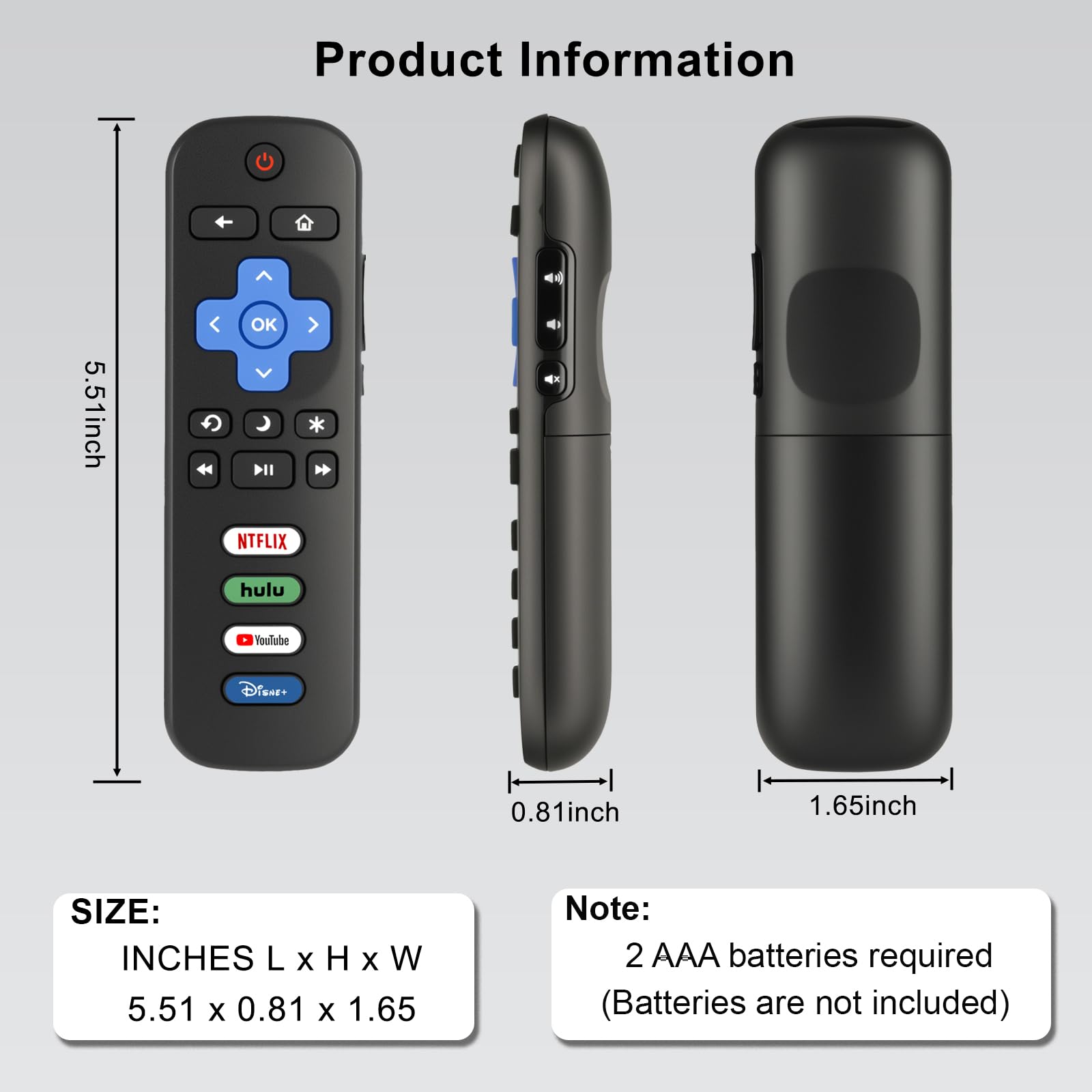 Luyeper Telecomando di ricambio per TV Roku, compatibile con Smart TV TCL Roku, Hisense Roku, Onn Roku (non per Roku Stick, Box o Player)