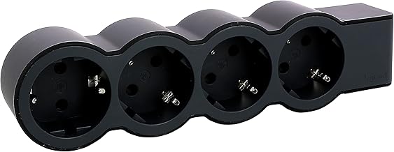 LEGRAND Power Strip, Multi Socket with 4 Outlets, Cordless, Black/Dark Grey 694576