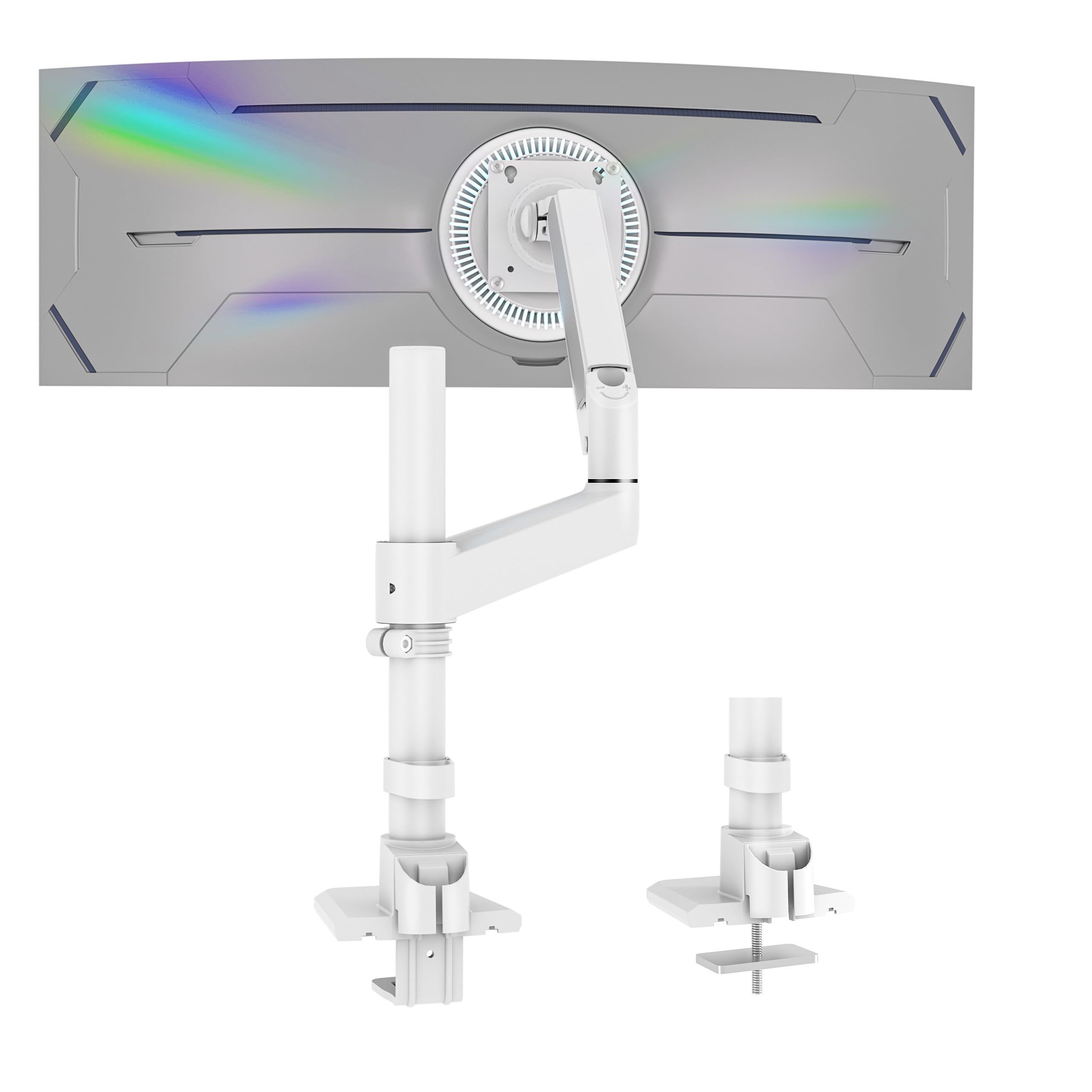 Brazo Monitor para Pantallas de 17-60 Pulgadas, Monitor Arm Ergonómico, Soporte Monitor VESA 75/100 mm hasta 20 kg | Robusto, Múltiples Regulaciones, Ergonómico Inclinación Giro Rotación 360 Grados Extensión Retracción, Altura Regulable