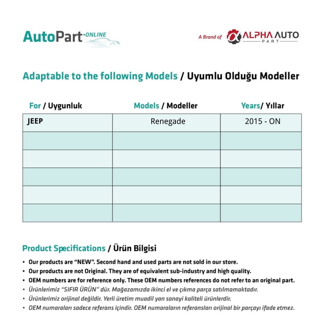 Kit di riparazione per tettuccio elettrico per Jeep Renegade OEM:77368445
