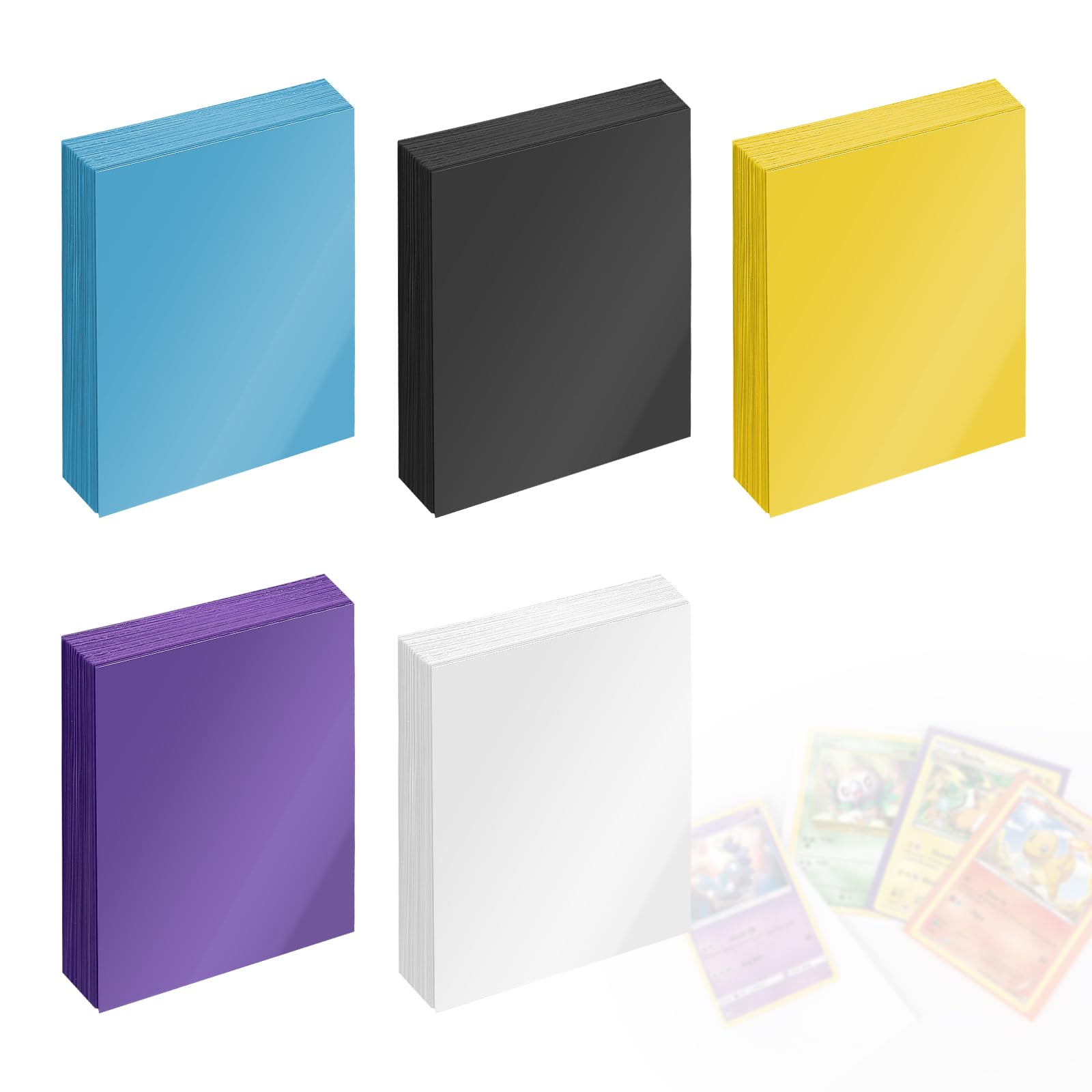 MIGUBIGU Pack of 500 Card Sleeves 66 x 91 mm Plastic Soft Trading Card Sleeves Back Matt Frosted 5 Colours for Trading Cards