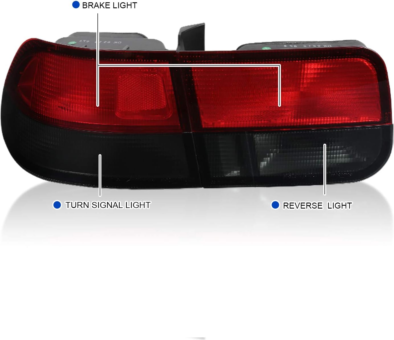 SPEC-D TUNING Red Smoke Lens Tail Lights Compatible with 1996-2000 Honda Civic Coupe 2 Door, Left + Right Pair Assembly