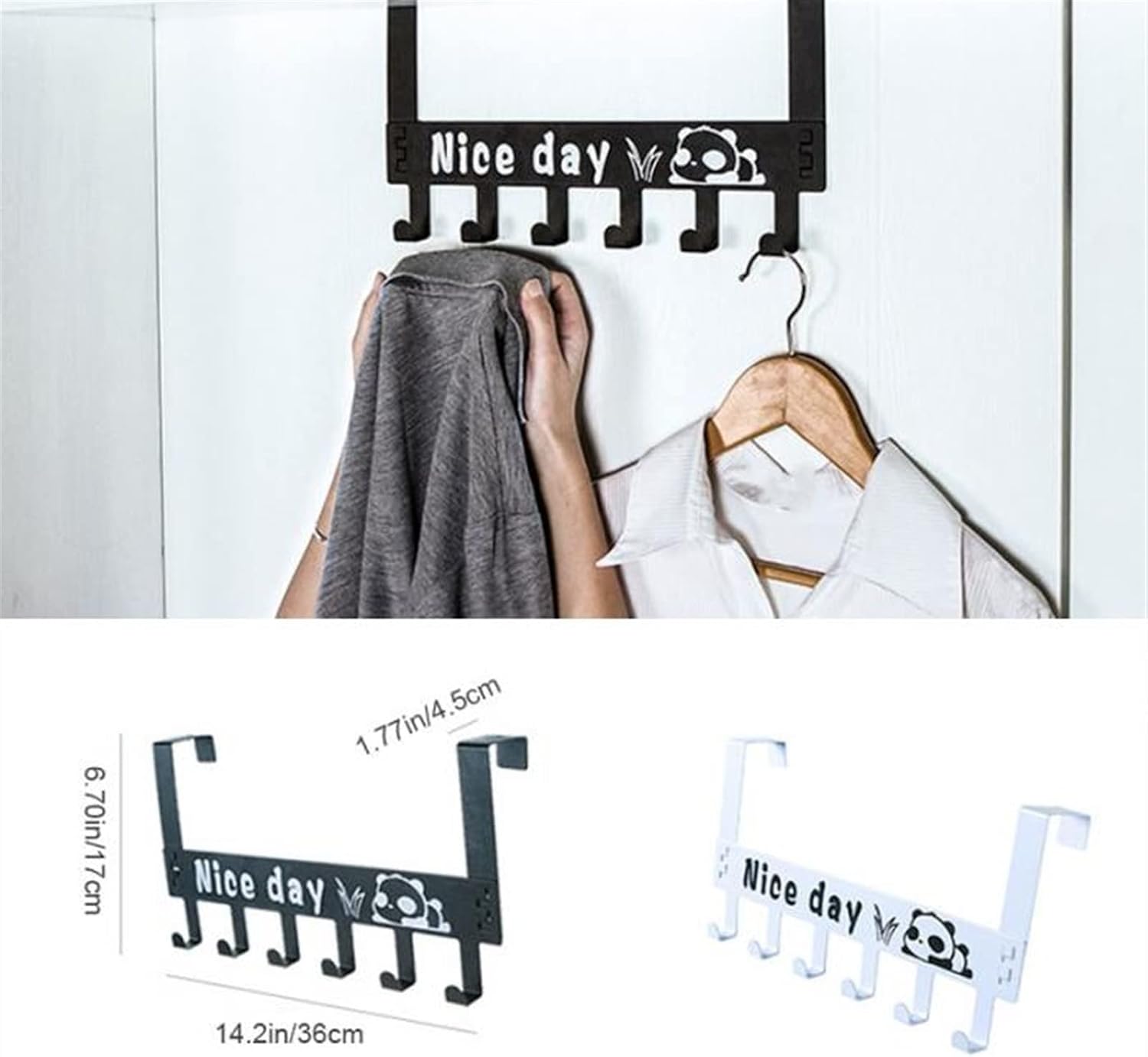Wall-Mounted Metal Clothes Coat Rack Hallway Hat Hooks Hanger Bedroom Door Corner Room Kitchen Toilet Wall Brack Hooks Coat Rack Hook (Color : White) (Black)