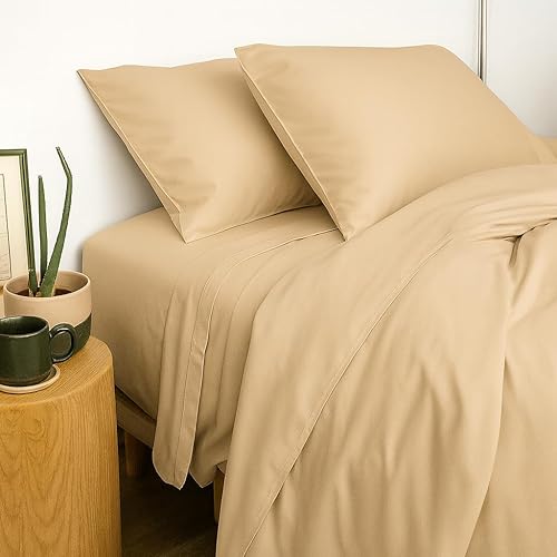 Miniatura 1 de Peru Pima Juego de sábanas - Tamaño individual, 3 piezas, 100% algodón Pima peruano, satén, 600 hilos, refrescante, transpirable y suave, ropa de