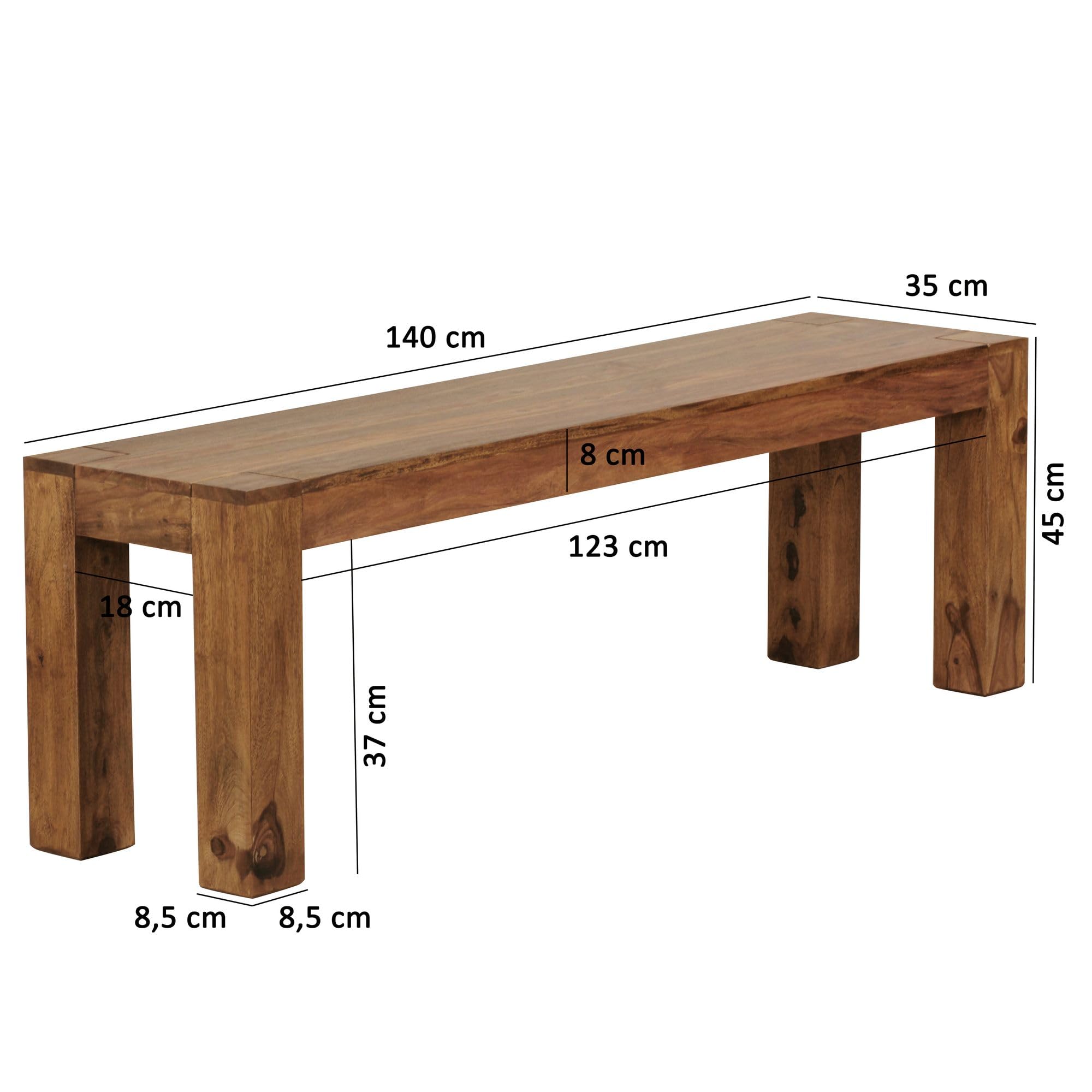 FineBuy - Panca in legno massiccio Sheesham, prodotto naturale, stile rustico, dimensioni a scelta