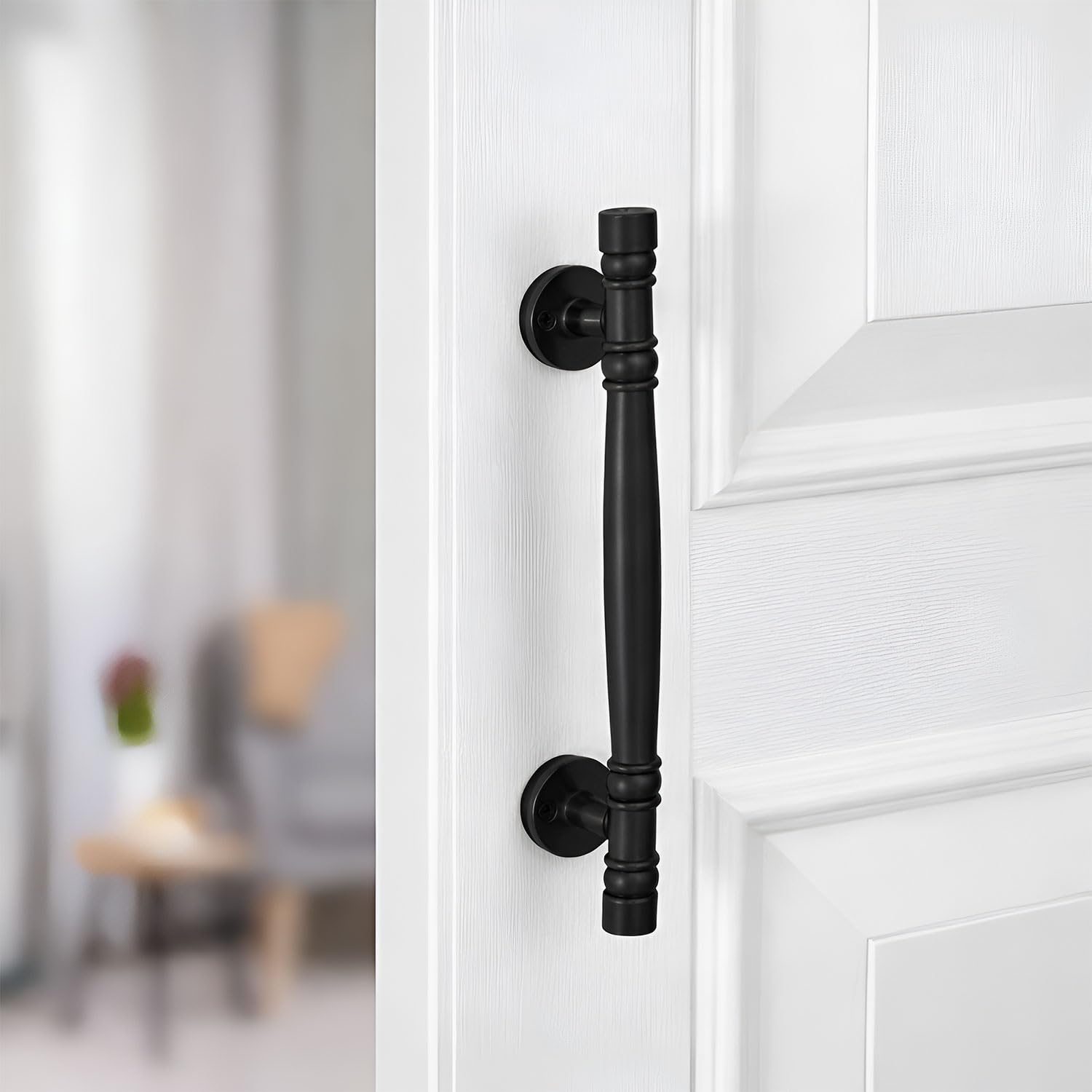 VOLO Main Door Pull Push Handle | Premium Finish, Strong Grip Entrance Door Handle for Home Office Wooden Doors (Pack of 2 Pieces, Black, 8 Inch (200MM))