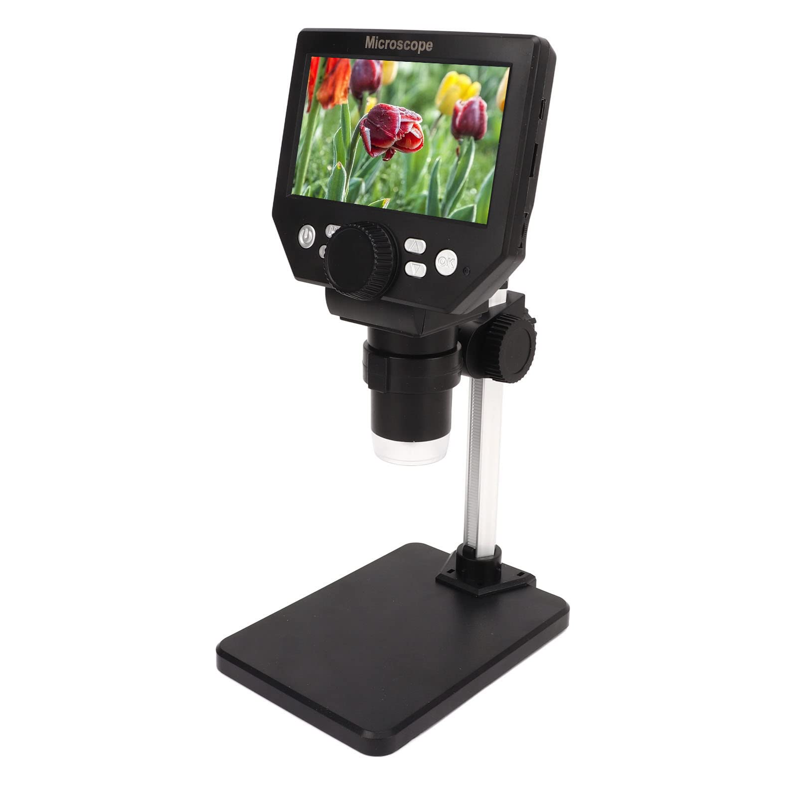 Microscopio Digitale, Microscopio per Bambini con Schermo LCD 1080P 1000X 4,3 Pollici, per Adulti con 8 Luci LED Registrazione Audio Video per Ispezione Monete di Saldatura in Laboratorio