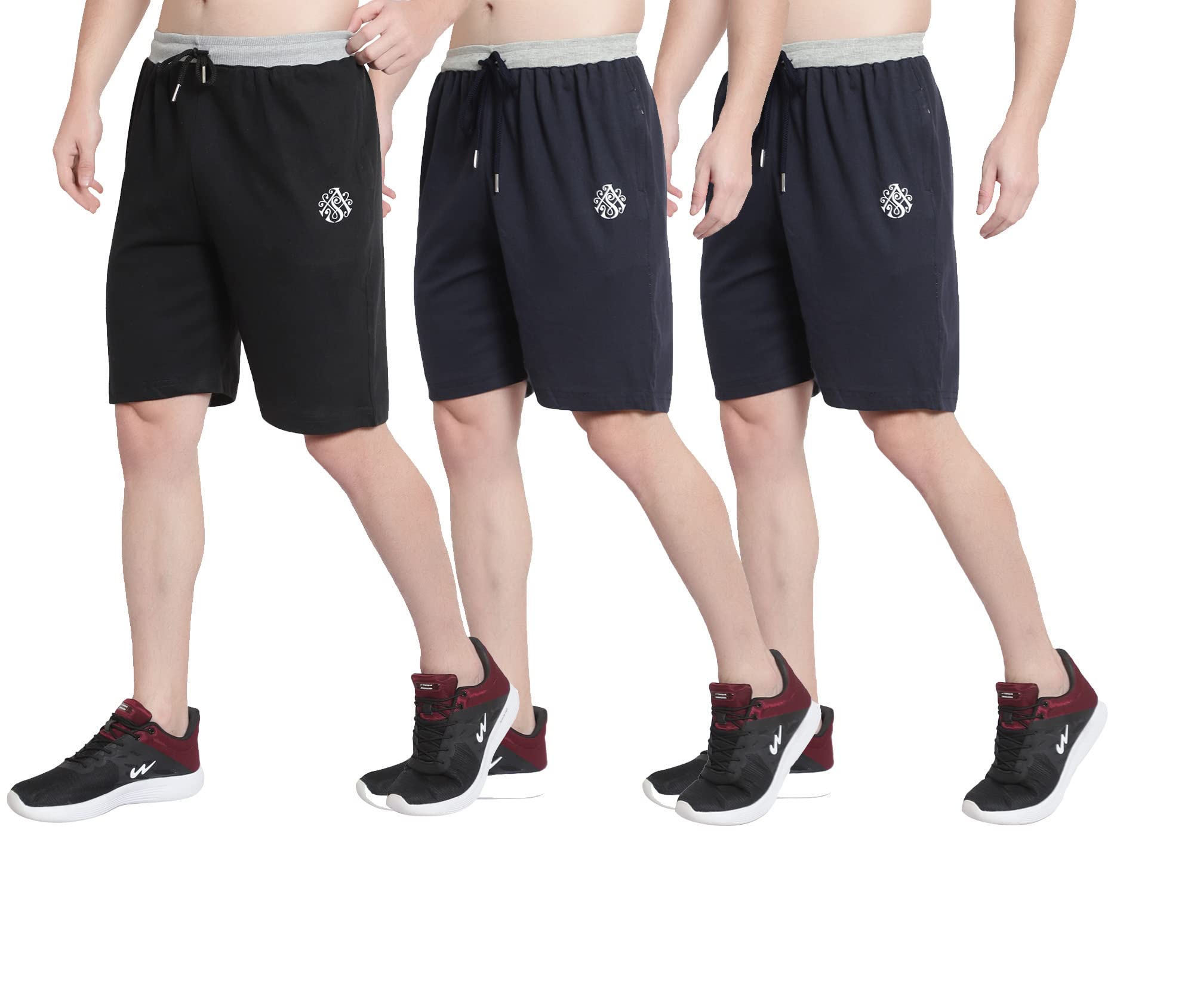 OORA Men's Running Shorts for Gym, Exercise Shorts-Casual Wear Sports Activity Men's Shorts, Regular Shorts Black, Navy, Navy (Size- 5XL, 42 to 48 Inches, Pack of 3)-picture-18