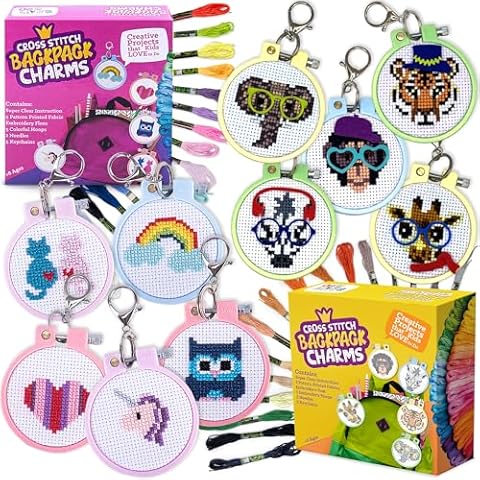 Safari Animals Cross Stitch Kits for Beginners. 5 Stamped Cross Stitch Kits for Kids.Needlepoint Kits for Beginners. Embroidery Kit for Kids. Crossstitch Kit for Beginners&Girls Cross Stitchkit Bundle Cover