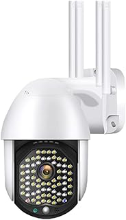 HUANGY WiFi Security Camera, PTZ Wireless Closed Circuit TV Surveillance Camera IP 1080P with 68 LED Color Night View, Two-Way Audio, Acoustic and Optical Alarm