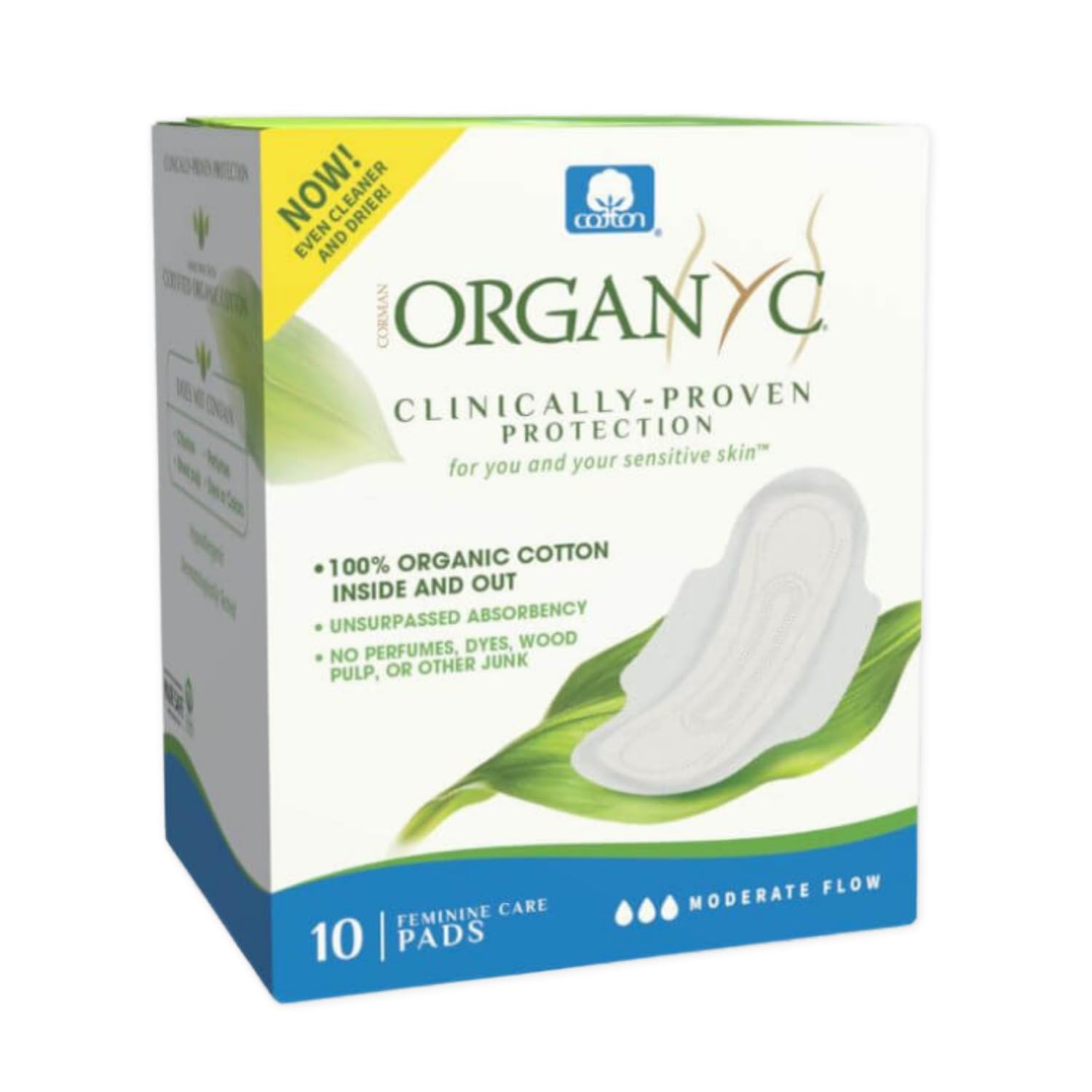 Organyc Pads Moderate Flow, Pack of 10