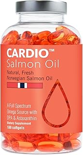 High Strength Omega 3 Fish Oil - 1000mg, Norwegian Salmon Oil with EPA & DHA, No Burping or Aftertaste, Omega 3 Fatty Acids Supplement for Eye, Brain & Heart, Triglyceride Form - 180 Capsules