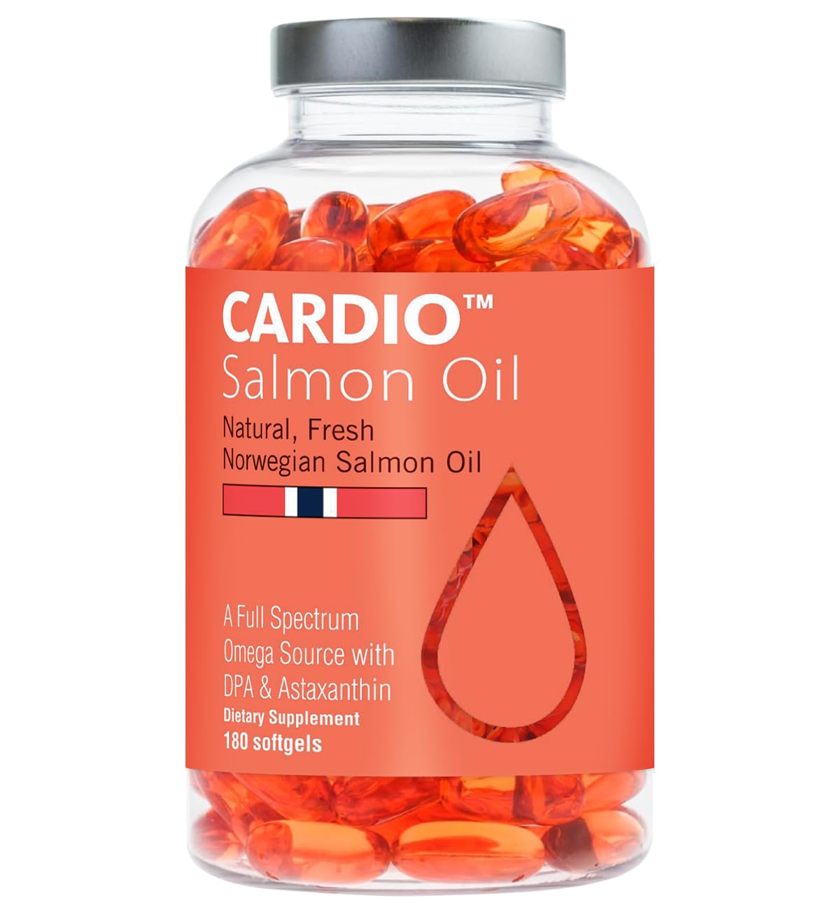 - High Strength Omega 3 Fish Oil - 1000mg, Norwegian Salmon Oil with EPA & DHA, No Burping or Aftertaste, Omega 3 Fatty Acids Supplement for Eye, Brain & Heart, Triglyceride Form - 180 Capsules