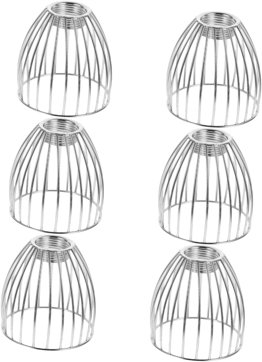 6pcs Wrought Iron Cage Lampshade Lamp Shade Frame Wire Ceiling Lamp Cover Practical Lampshade Iron Cover Simple Industrial Lighting Fixture Lighting Round Cable