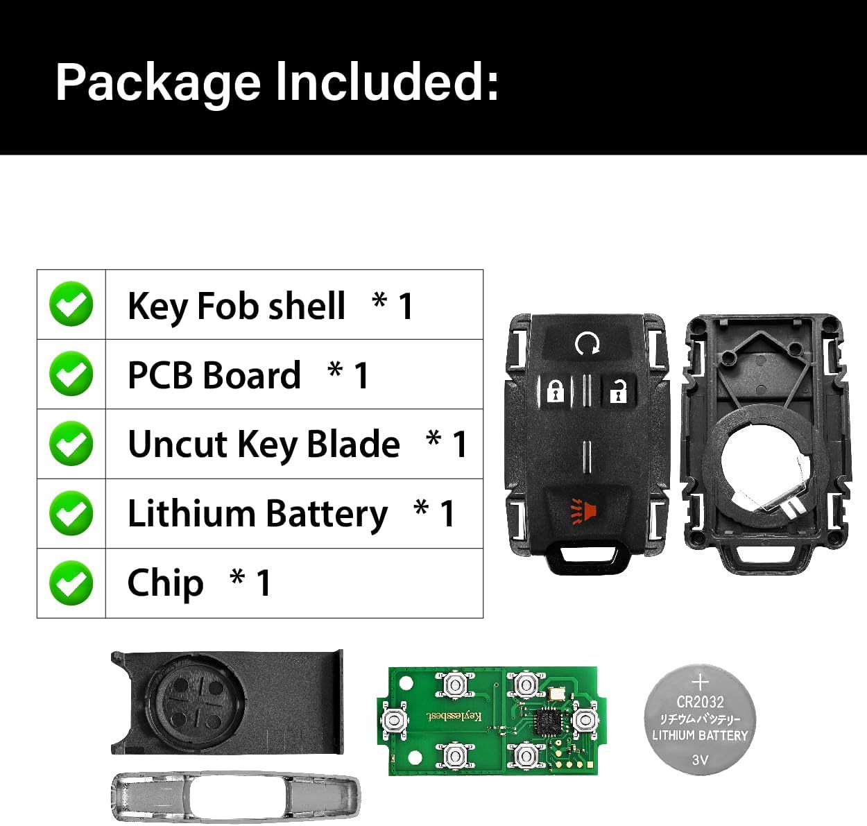 Replacement for 2014 - 2022 Chevrolet Colorado Suburban Tahoe Silverado GMC Sierra 1500 2500 HD 3500 HD Yukon Canyon Key Fob Remote Control M3N-32337100 4 Buttons 315MHz