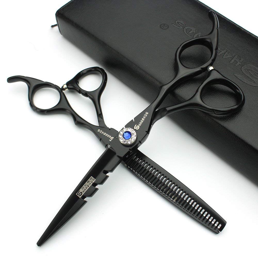 SHARONDS Juego de tijeras para cortar el pelo, tijeras de extinción, color negro, 6 pulgadas, 440 C (6 pulgadas, 3 unidades)